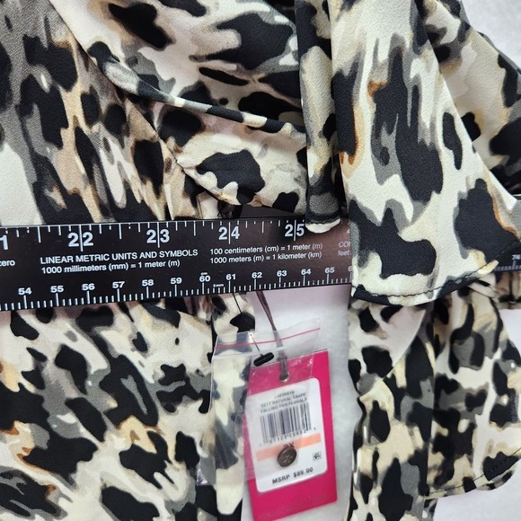 Vince Camuto Top Womens 2X‎ Plus Animal Print Leopard Blouse Long Sleeve Flowy - Picture 5 of 9
